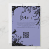 Gothic Raven Tree Engraving Black Blue Wedding Kaart (Achterkant)
