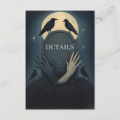 Gothic Raven Wedding Detail Informatiekaartje (Voorkant)
