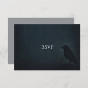 Gothic Raven Wedding RSVP Kaartje
