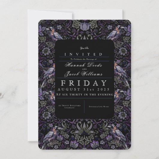 Gothic Raven William Morris bruiloft uitnodiging (Voorkant)