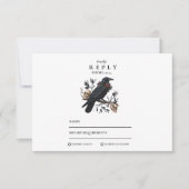 Gothic Raven Winter Wedding RSVP Kaartje (Voorkant)