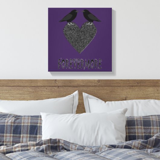 Gothic Ravens and Black Heart Canvas Afdruk (Insitu (Slaapkamer))