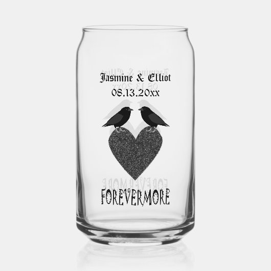 Gothic Ravens and Black Heart Custom Wedding Blikvorm Glas (Voorkant)