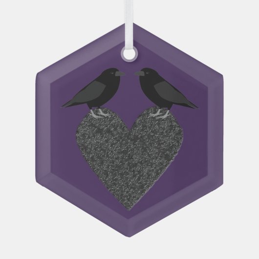 Gothic Ravens and Black Heart Glas Ornament (Voorkant)