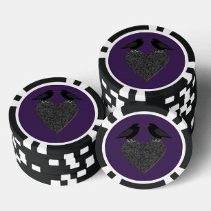 Gothic Ravens and Black Heart Poker Chips