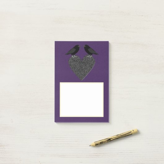 Gothic Ravens and Black Heart Post-it® Notes (Op bureau)