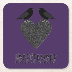 Gothic Ravens and Black Heart Vierkante Kartonnen Onderzetter