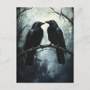 Gothic Ravens: een donkere en mysterieuze olieverf Briefkaart