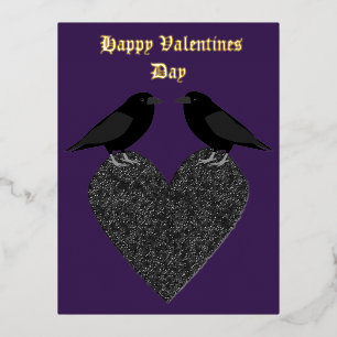 Gothic Ravens en Black Heart Custom Folie Feestdagen Briefkaart