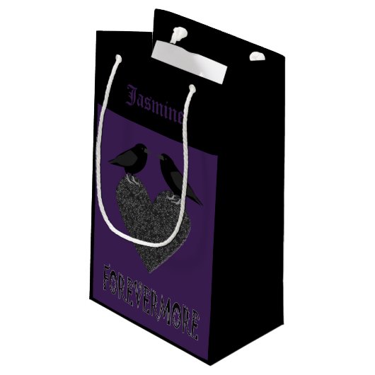 Gothic Ravens en Black Heart Custom Klein Cadeauzakje (Achterkant Gekanteld)