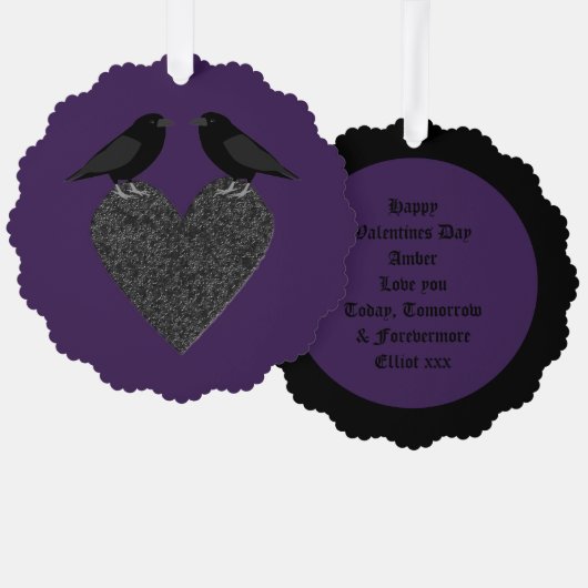 Gothic Ravens en Black Heart Custom Ornament Kaart (Voorkant / Achterkant)