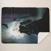 Gothic Ravens Forest Vrouw Zwart Sherpa Deken (Voorkant (horizontaal))