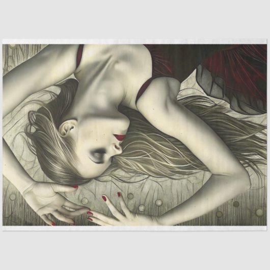 Gothic Red Ballerina Dancer Decoupage Tissuepapier (Voorkant)