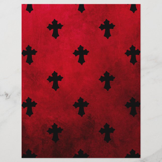 Gothic Red & Black Crosses Scrapbook Paper (Voorkant)