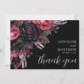 Gothic Red Black Floral Wedding Bedankkaart (Voorkant)