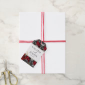 Gothic Red Black Floral Wedding Cadeaulabel (Met Touw)