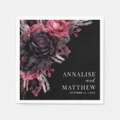 Gothic Red Black Floral Wedding Servet (Voorkant)