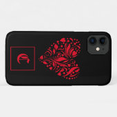 Gothic Red Black Heart Old English Initiaal Case-Mate iPhone Case (Achterkant (horizontaal))