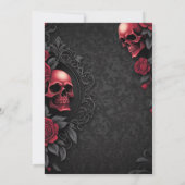 Gothic Red & Black Skull & Rose Bridal Shower Kaart (Achterkant)