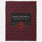 Gothic Red Damask Rose Wedding Fleece Deken (Voorkant)