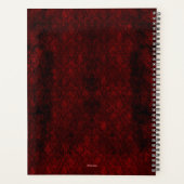 Gothic Red Damask Silver Heart Planner (Achterkant)