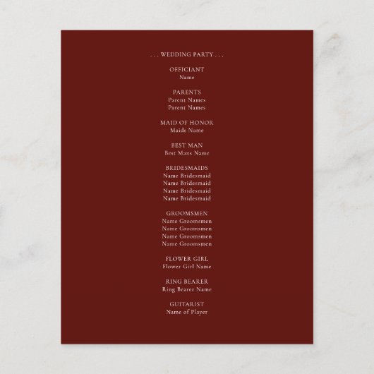 Gothic Red en Black Floral Wedding Programme (Achterkant)