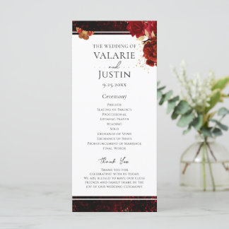 Gothic Red en Black Floral Wedding Programme Programma