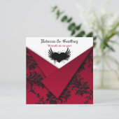 Gothic Red en Black Wedding Invitation Kaart (Staand voorkant)