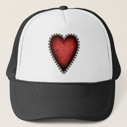 Gothic Red Heart Trucker Pet (Voorkant)