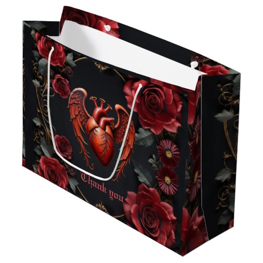 Gothic Red Heart with Roses – Dark Romantic  Groot Cadeauzakje (Voorkant Gekanteld)