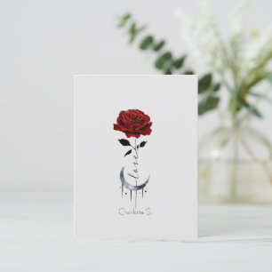 Gothic Red Rose en Crescent Moon with Love Briefkaart