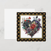 Gothic Red Rose en Heart Wenskaart Notecard (Voorkant / Achterkant)