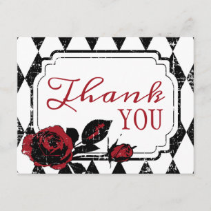 Gothic Red Rose Grunge Diamond Print Dank u kaart