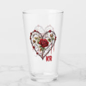 Gothic Red Rose Heart Vine Artwork Glas (Achterkant)