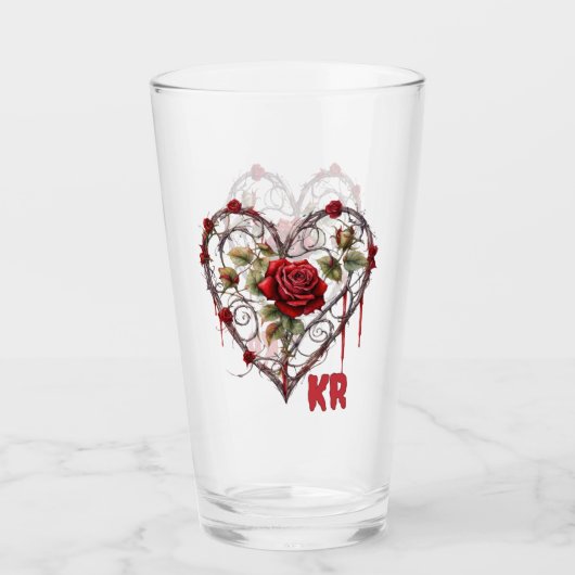 Gothic Red Rose Heart Vine Artwork Glas (Voorkant)