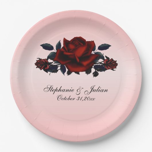 Gothic Red Rose Wedding Papieren Bordje (Voorkant)