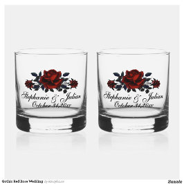 Gothic Red Rose Wedding Whisky Glas