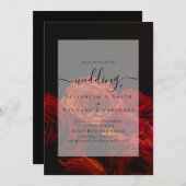 Gothic Red Roses Gothic Wedding Invite Kaart (Voorkant / Achterkant)