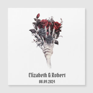 Gothic Red Roses Skeleton Wedding