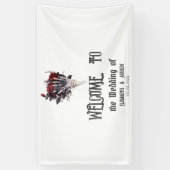 Gothic Red Roses Skeleton Wedding Spandoek (Verticaal)