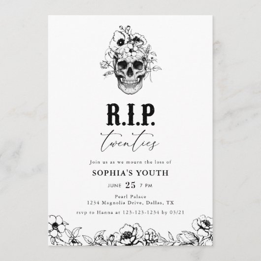 Gothic RIP Twenties 30th Birthday Invitation (Devant)