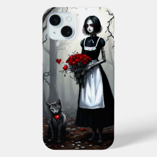 Gothic Robot Meisje iPhone 15 Mini Hoesje