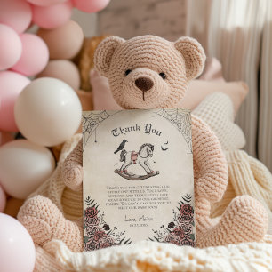 Gothic Rocking Horse Baby shower Bedankkaart