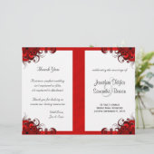 Gothic Rode Bloemen Bi-Fold Huwelijksprogramma Sja (Staand voorkant)