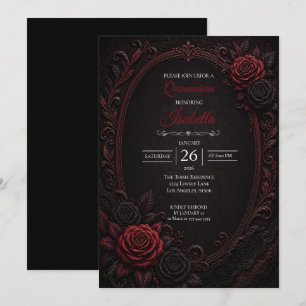 Gothic rode rozen Quinceañera Kaart