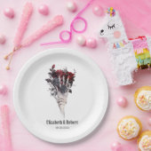 Gothic Rode Rozen Skelet Bruiloft Papieren Bordje (Feest)