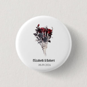 Gothic Rode Rozen Skelet Bruiloft Ronde Button 3,2 Cm