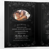 Gothic Romance Halloween (foto) "Samen met" Drieluik Uitnodiging (Binnenzijde eerst)