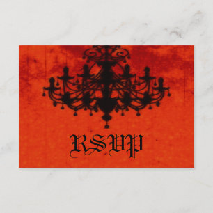 Gothic Romance Victoriaans Chandelier Wedding RSVP Kaartje