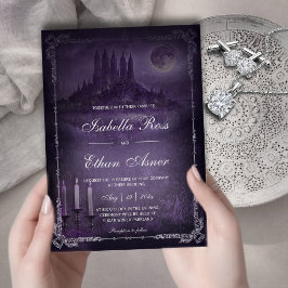 Gothic Romance Wedding Purple Silver Velvet  Kaart